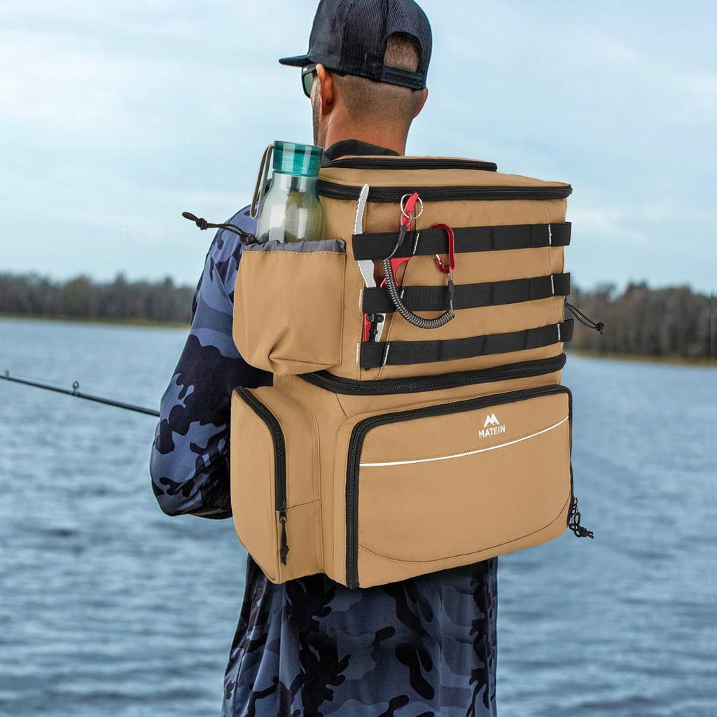 MATEIN Fishing Backpack, Tackle Storage Bag with Rod Holders & Cooler