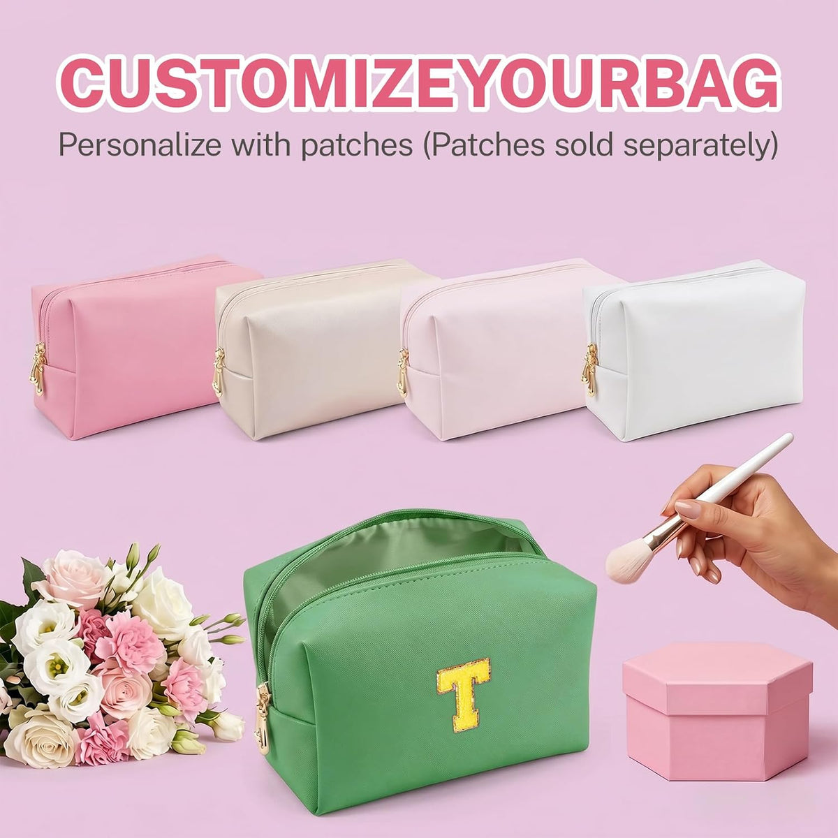 15 Pcs Makeup Bag Bulk PU Cosmetic Pouches Preppy Waterproof Travel Toiletry Bags Aesthetic Storage Organizer Bags Party/Birthday Gift Favors for Teen Girls Women (Vivid Series)