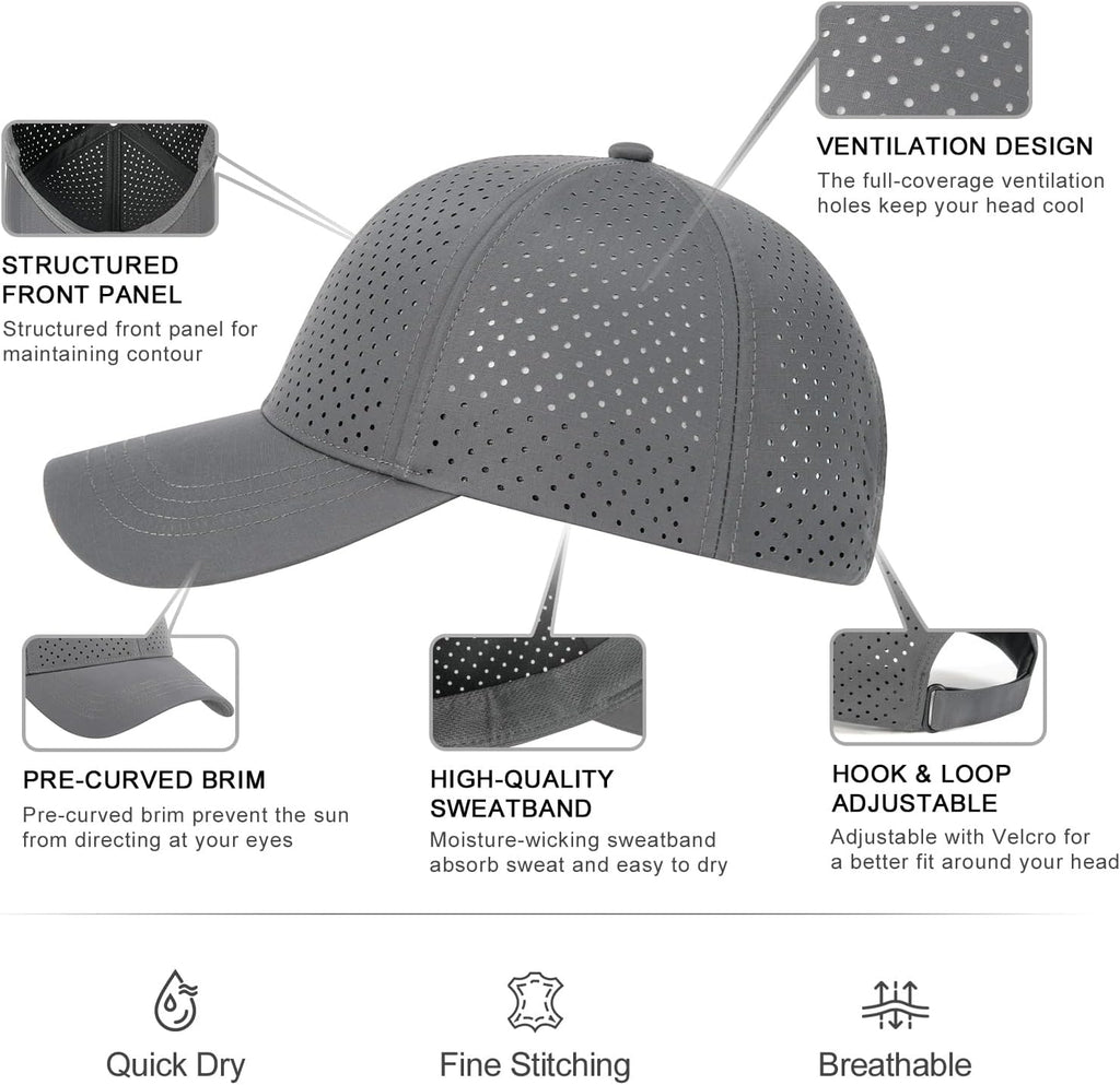FEINION Men Laser Mesh Breathable Snapback Baseball Cap