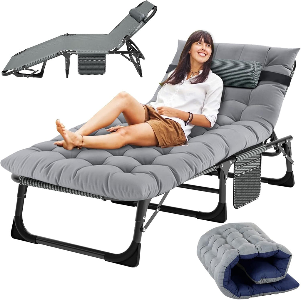 Slsy Camping Cot, 5-Position Adjustable Lounge Chair for Outdoor & Indoor