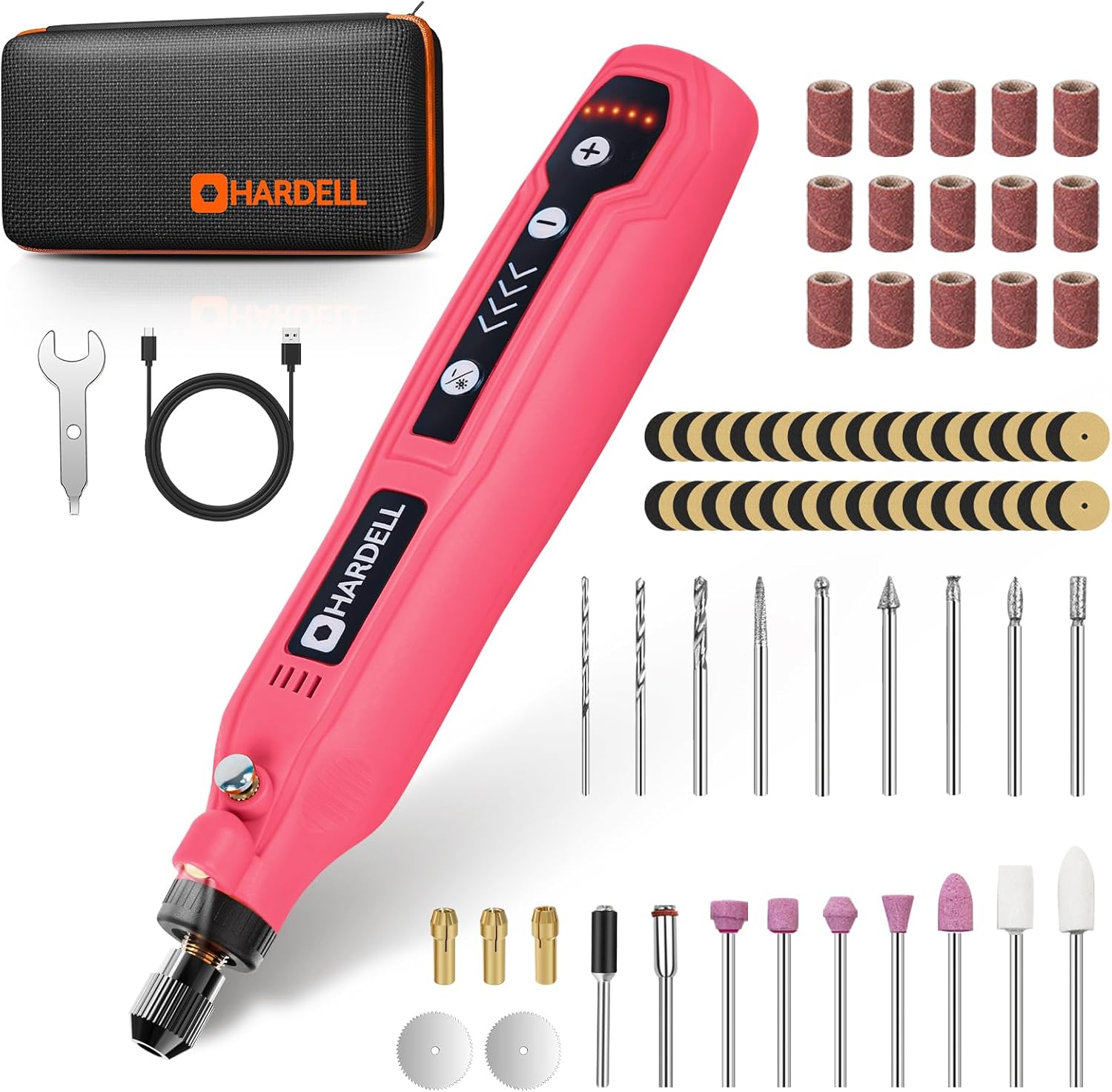 HARDELL Mini Cordless Rotary Tool, 5-Speed 69pcs Kit for Engrave/Sand/Drill