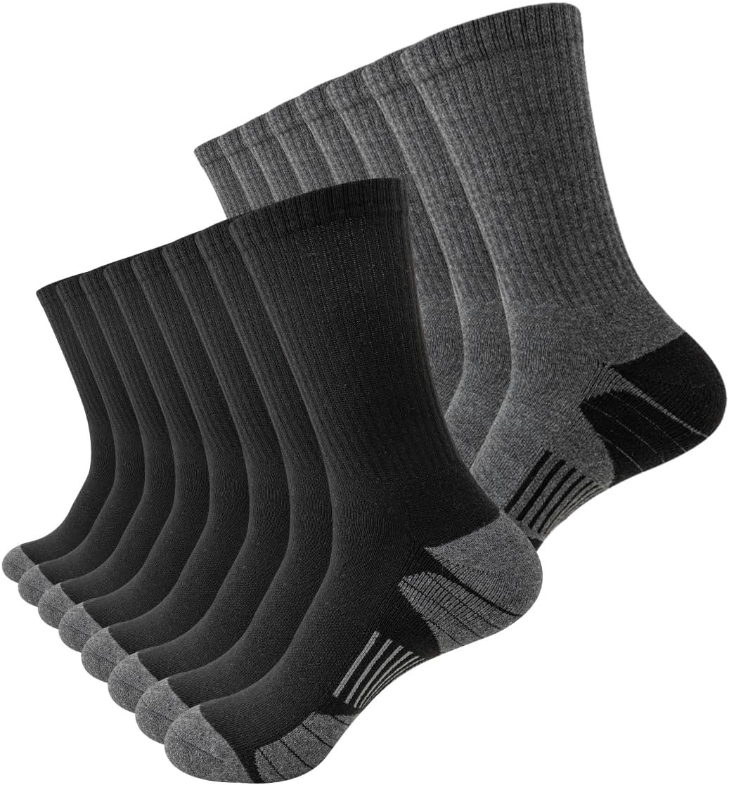 JOYNÉE 8 Pairs Mens Athletic Crew Socks Cushion Running Work Breathable Outdoor Socks for Men