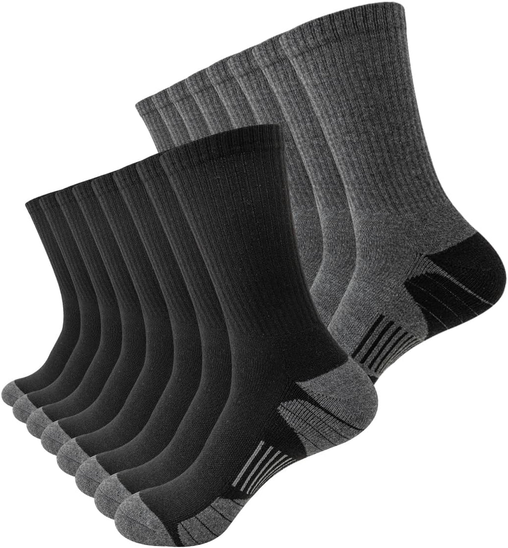 JOYNÉE 8 Pairs Mens Athletic Crew Socks Cushion Running Work Breathable Outdoor Socks for Men