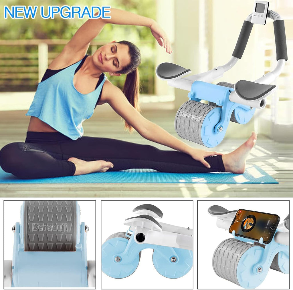 2026 Upgraded Ab Roller Wheel with Knee Mat &Timer - Automatic Rebound Abdominal Wheel with Elbow Support, Abs Workout Equipment for Core Strength Training, Ab Exercise Roller for Women Men