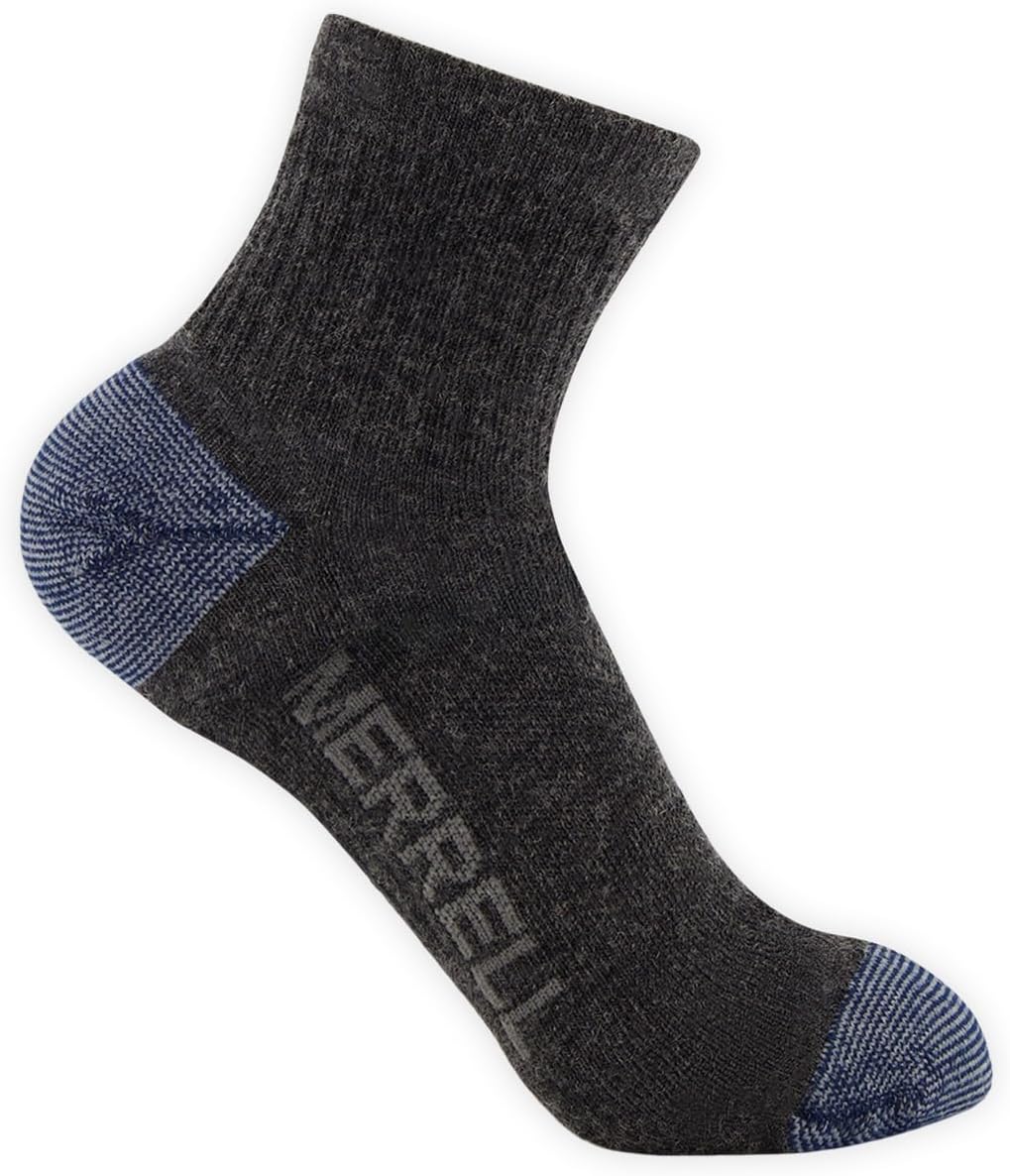 Merrell Unisex 3-pack Trekker Outdoor Ankle Socks, Mid-height Wool Blend Trail Socks Multi-pack