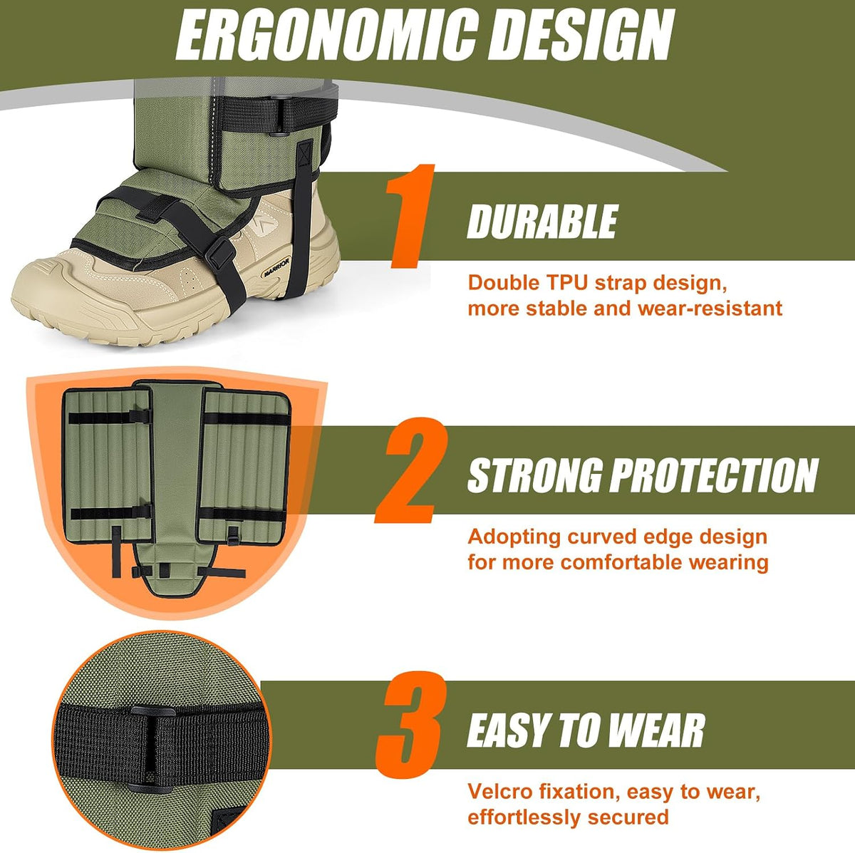 Glamgen Snake Hunting Gaiters for Men, Gaiters for Hiking Waterproof, Adjustable Snake Bite Protection for Lower Legs, Fits for Hunting, Hiking Outdoor and Farm Work Men & Women