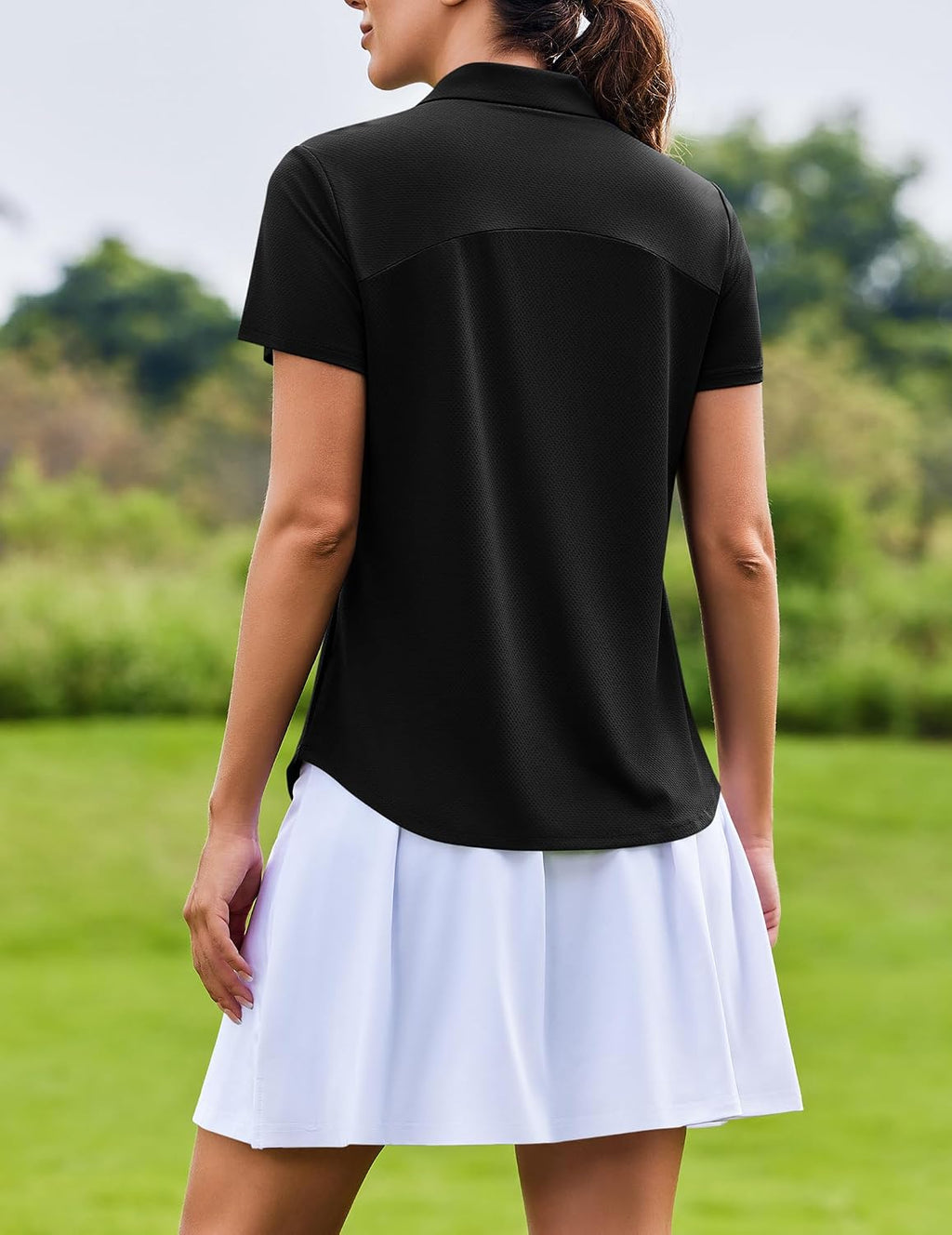 PINSPARK Womens Golf Shirt Short Sleeve Polo UPF 50+ 1/4 Zip Collar Shirt