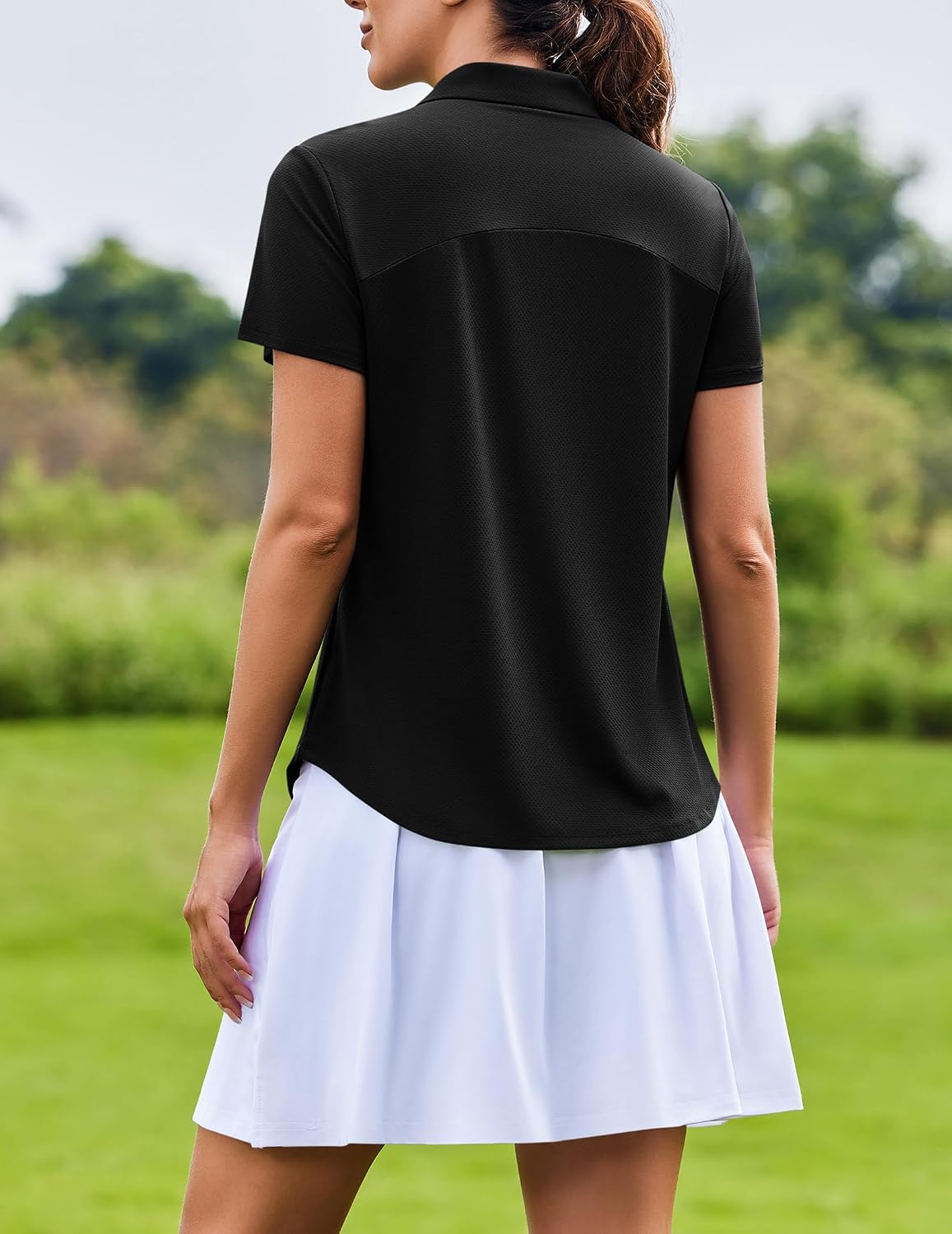 PINSPARK Womens Golf Shirt Short Sleeve Polo UPF 50+ 1/4 Zip Collar Shirt