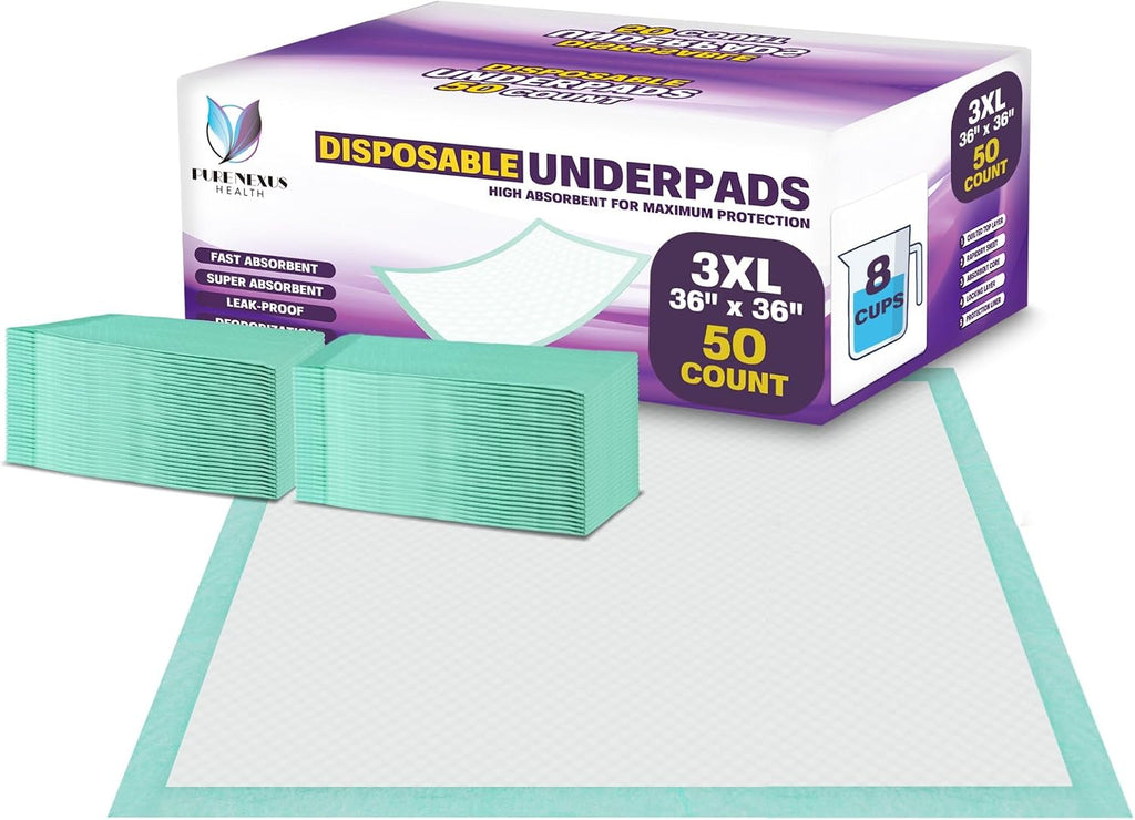 Disposable Bed Pads with Adhesive for Adults and Kids 17 x 24 (100 Count) - Super Absorbent Waterproof Incontinence Underpads, Chuck Pads, Chux Pads, Changing Pads for Baby, Pee Pads