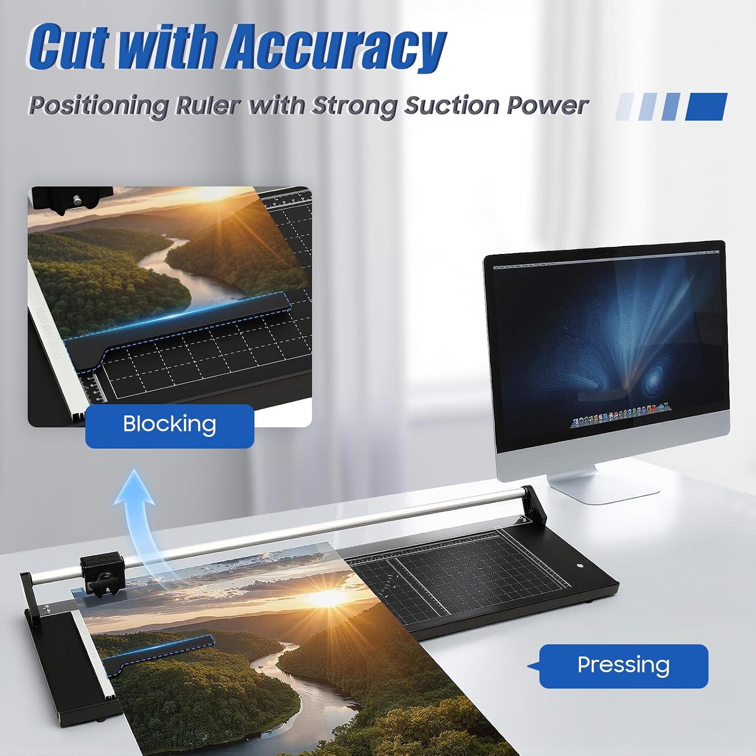 36 in Rolling Cutter Rotary Paper Trimmer Precision Manual Rotary Paper Cutter Heavy Duty Professional Paper Cutter with Magnetic Positioning Ruler for Photo Paper, Office Paper