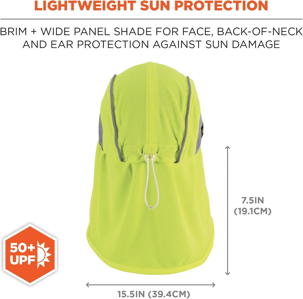 Ergodyne Chill Its 6650 Baseball Cap, Hat with Neck Shade, Sweat Wicking, High Visibility ,UPF 50+ protection, Lime