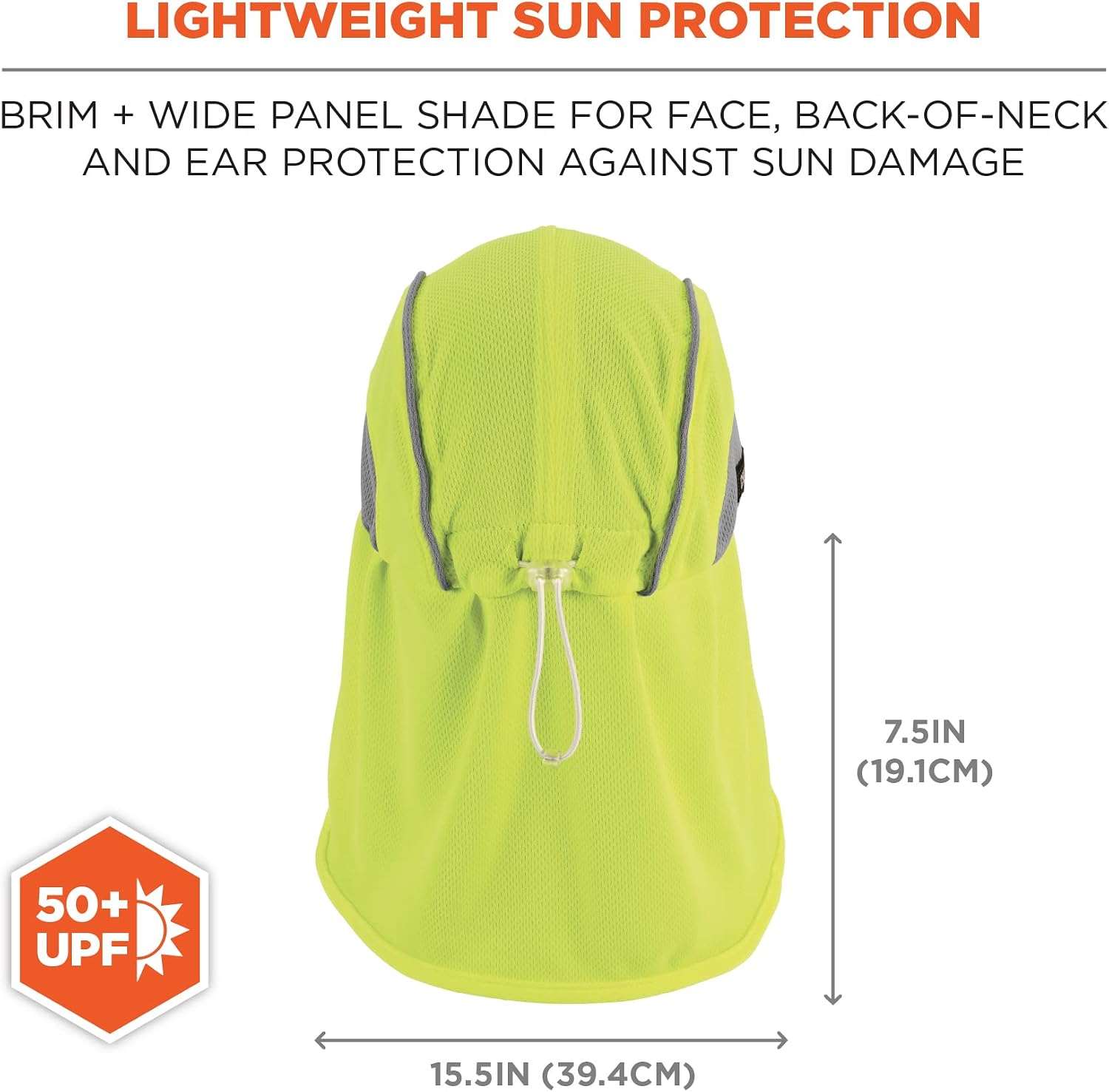Ergodyne Chill Its 6650 Baseball Cap, Hat with Neck Shade, Sweat Wicking, High Visibility ,UPF 50+ protection, Lime