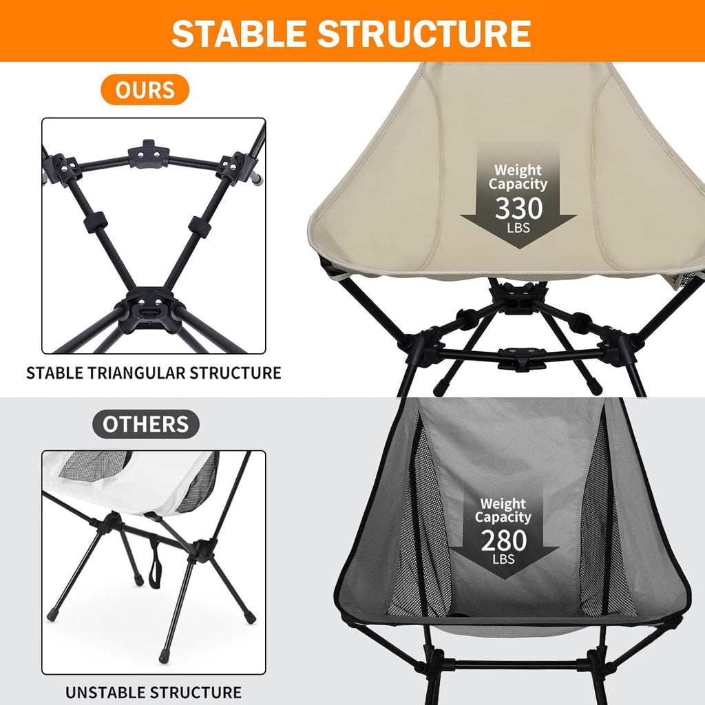 AYAMAYA Ultralight Highback Camping Chair for Camping, Aluminum Widen Frame