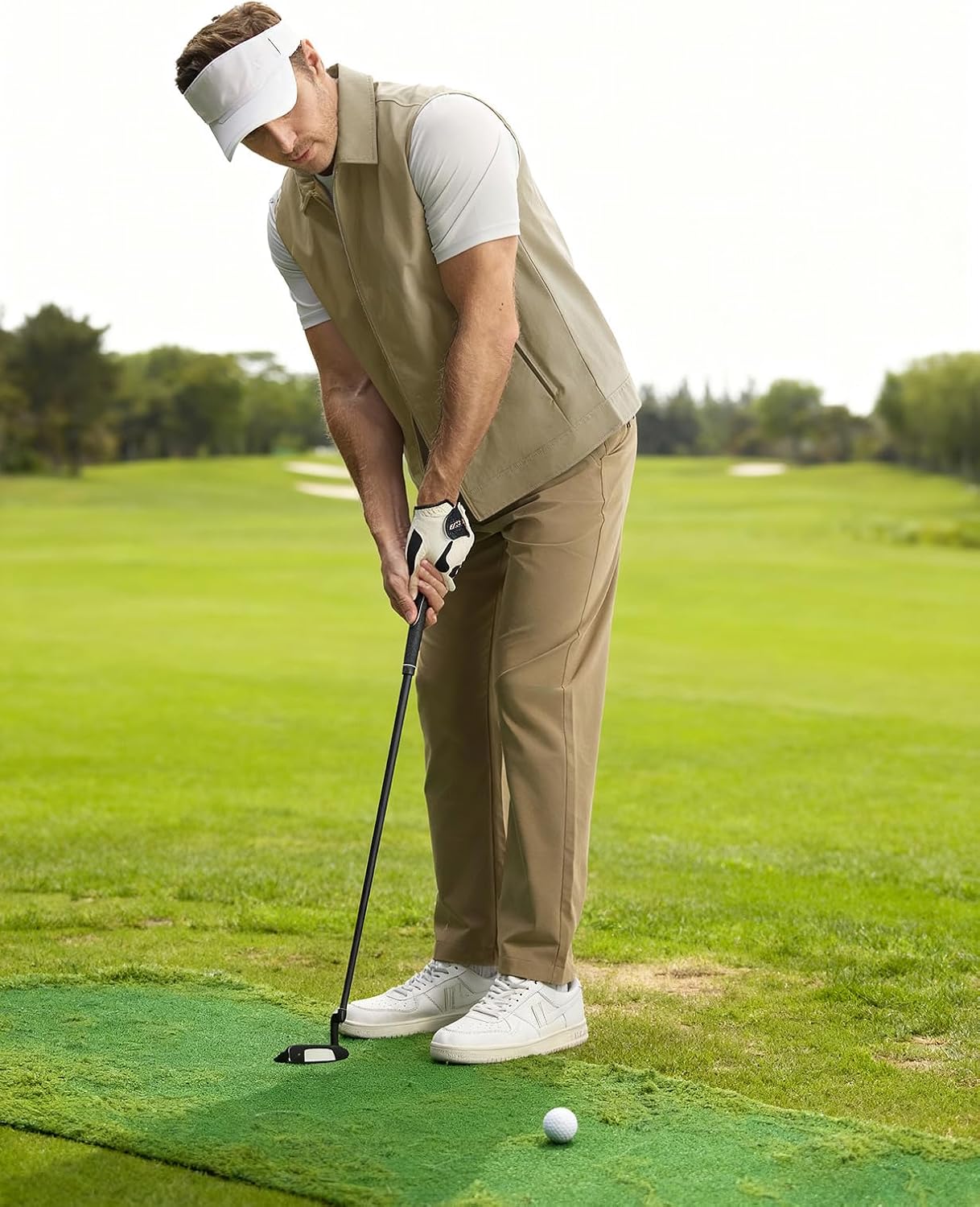 Rdruko Men's Golf Vest Lightweight Summer Casual Zip Windbreaker