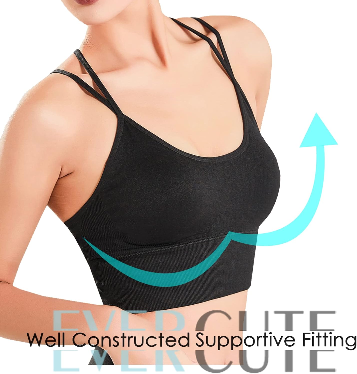 Women's Cross Back Sport Bras, Padded Strappy Seamless Low Impact 3-5 Pack