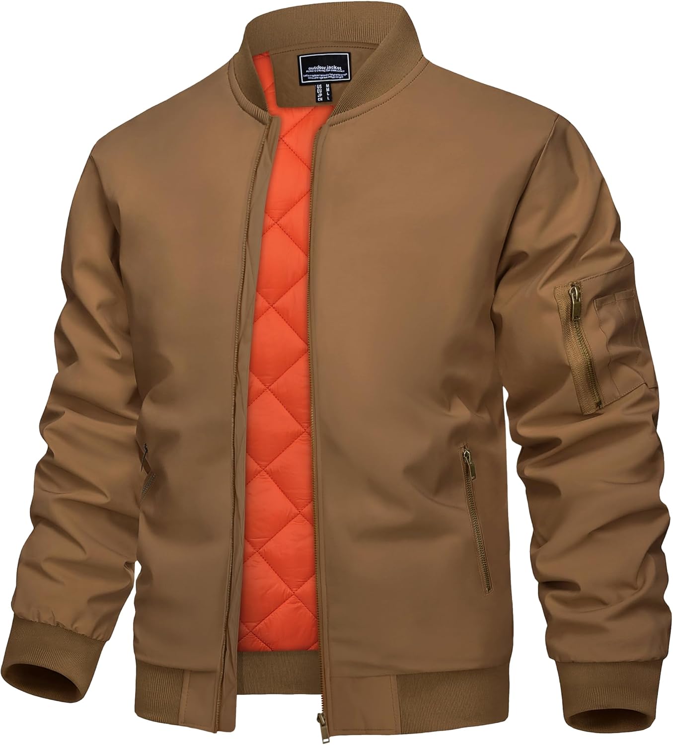 KEFITEVD Men's Bomber Jackets Winter Windbreaker Warm Full Zip Casual Coats