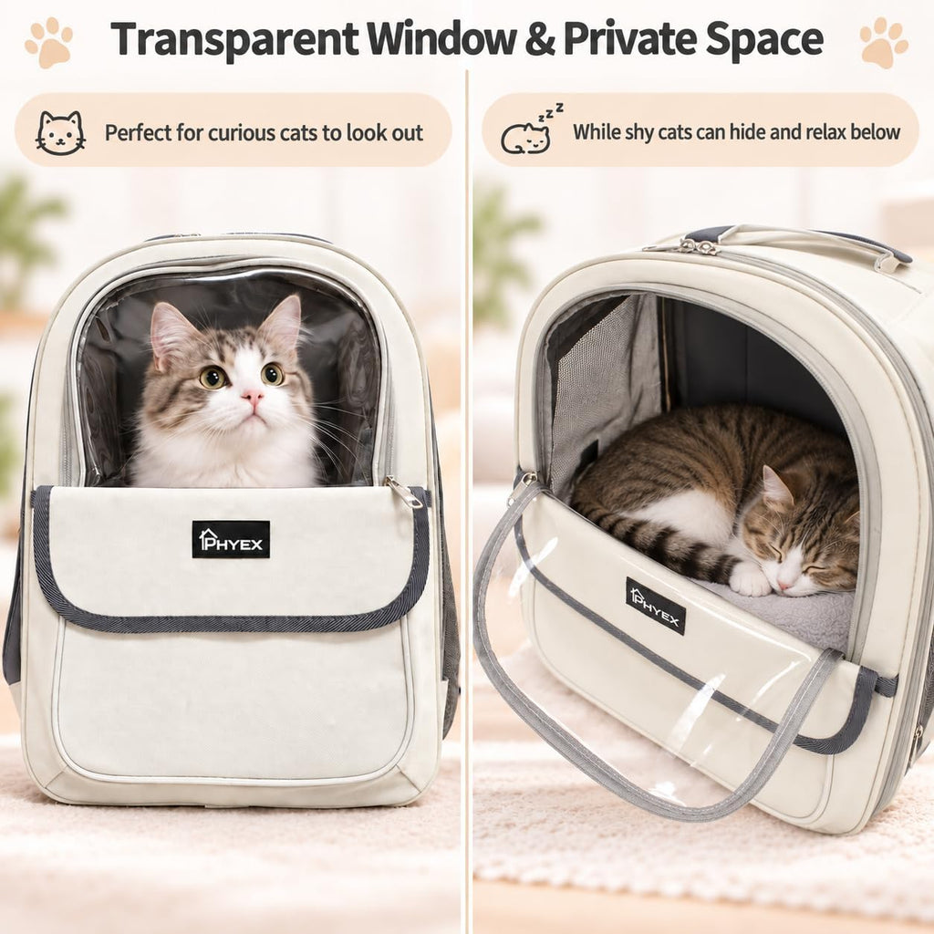 Cat Backpack Carrier 15" L x 9.6" W x 13.6" H, Off-White