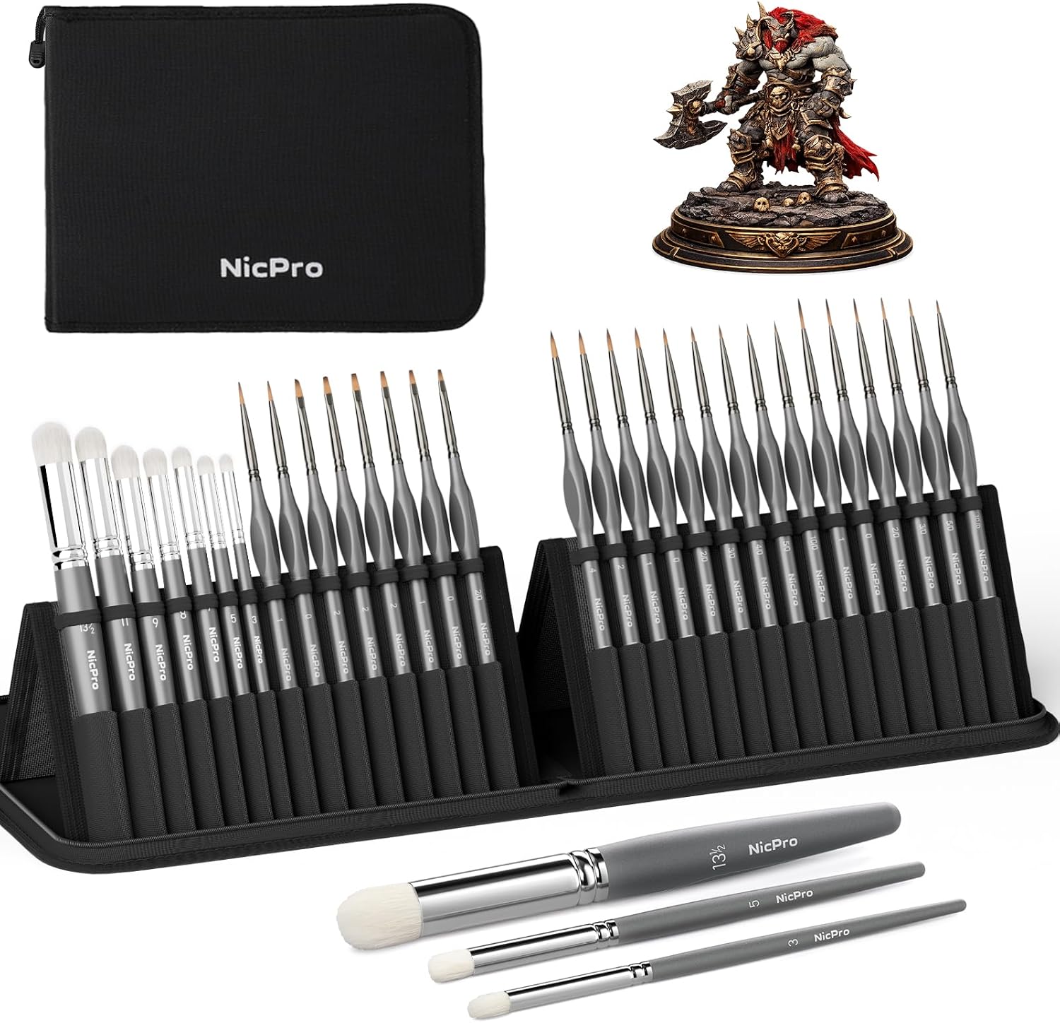 Nicpro 15 PCS Fine Detail Paint Brushes Set with Nylon Brush Case