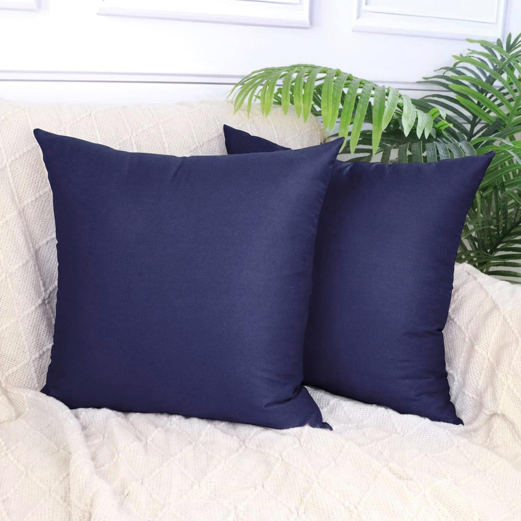 Thmyo 4-Pack 100% Cotton Solid Decorative Throw Pillow Case 18x18 Dark Blue