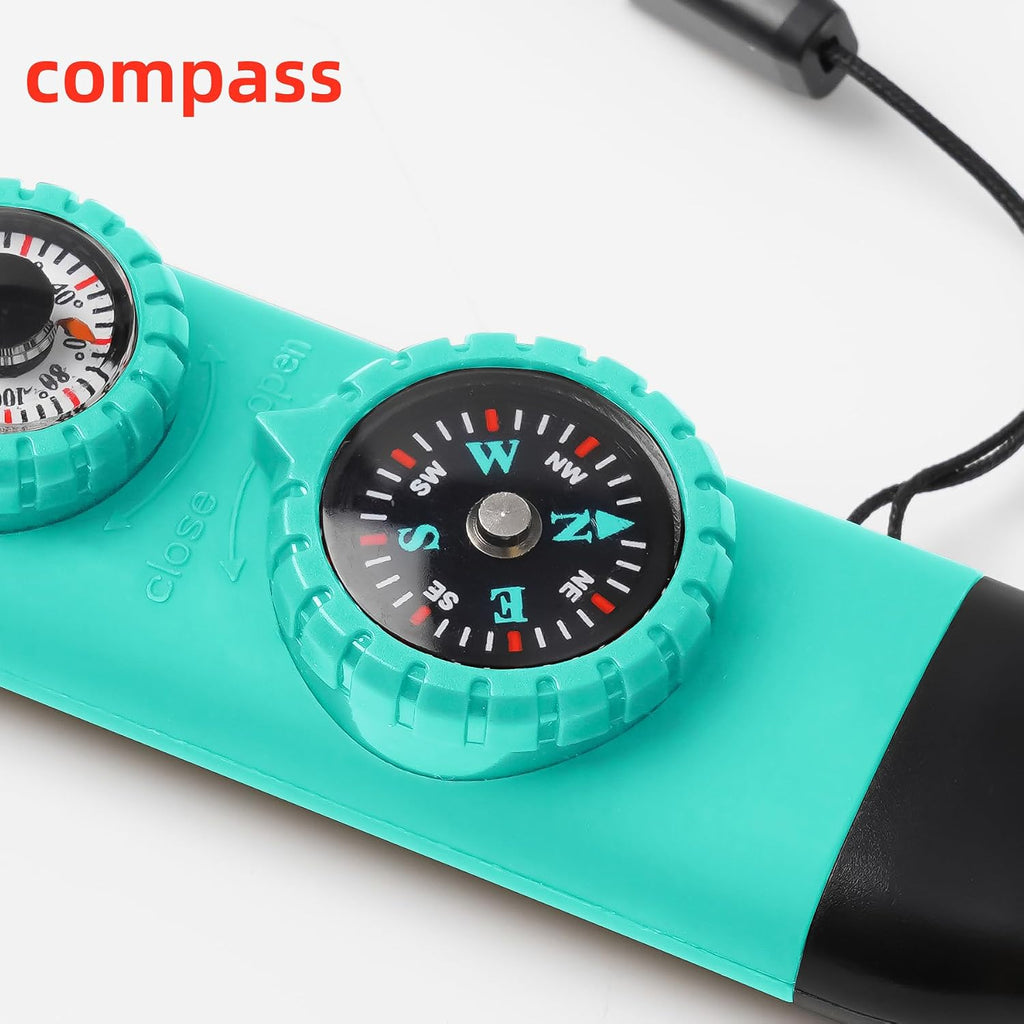 Emergency Survival Safety Whistle，Whistle for Kids with Lanyard,Compass,Thermometer,Ideal for Kayaking, Boating, Hiking, Camping, Climbing