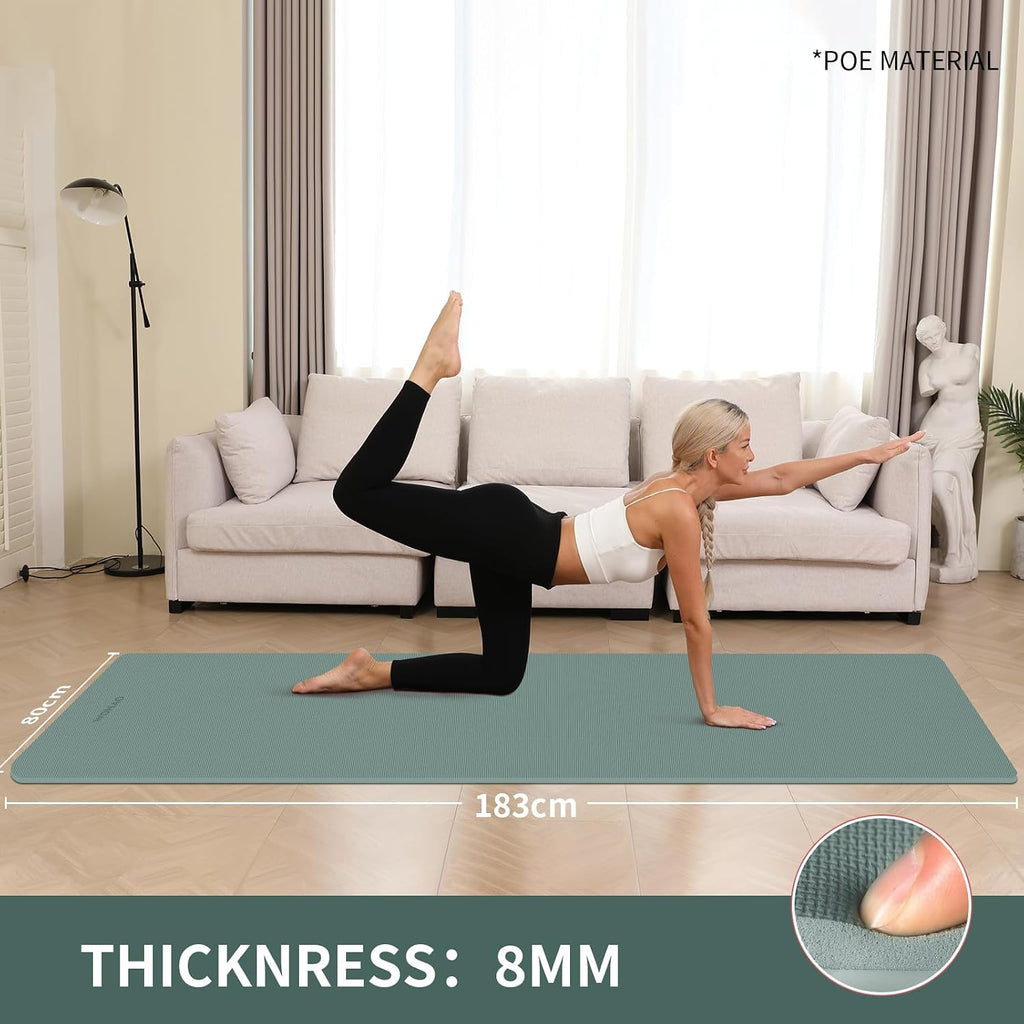 Extra Wide & Thick 8mm Yoga Mat, 72"x31.5"