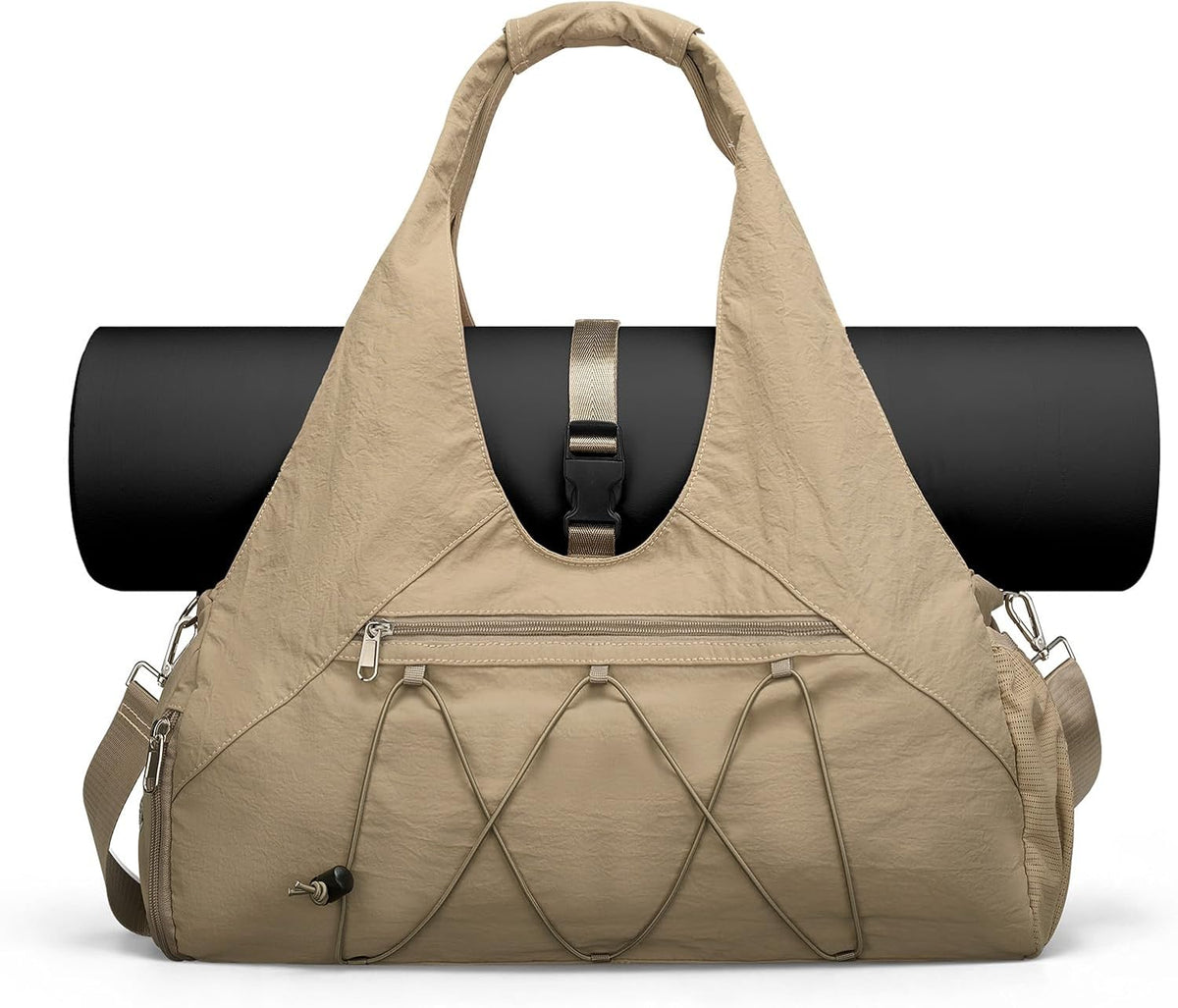 Forestfish Gym Bag For Women With Yoga Mat Holder (Khaki)