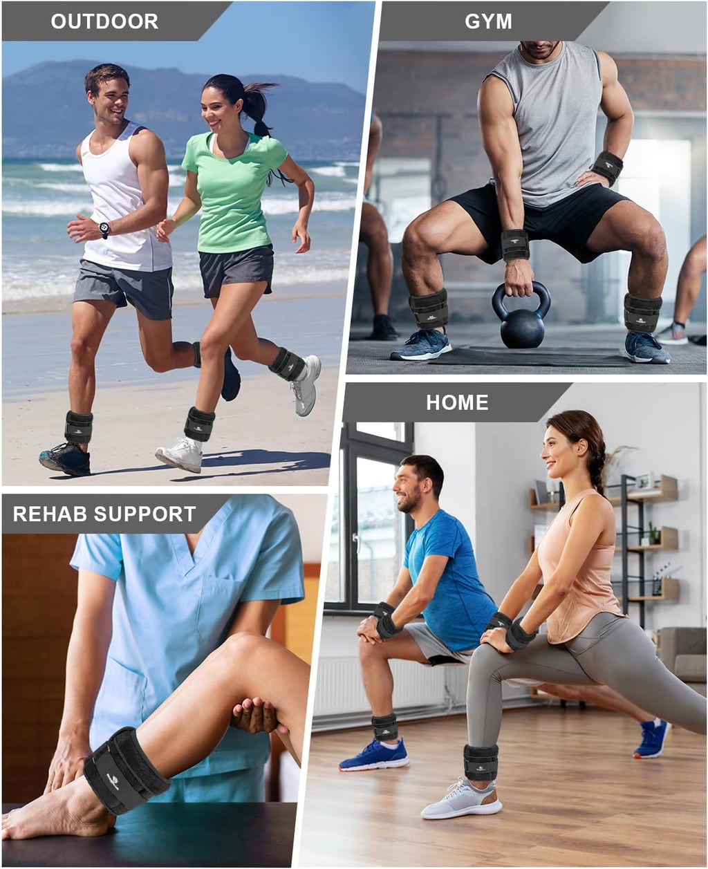 Fragraim Adjustable Ankle Weights 1-3/4/5/6/8/10/12/15/20 LBS Pair with Removable Weight for Jogging, Gymnastics, Aerobics, Physical Therapy