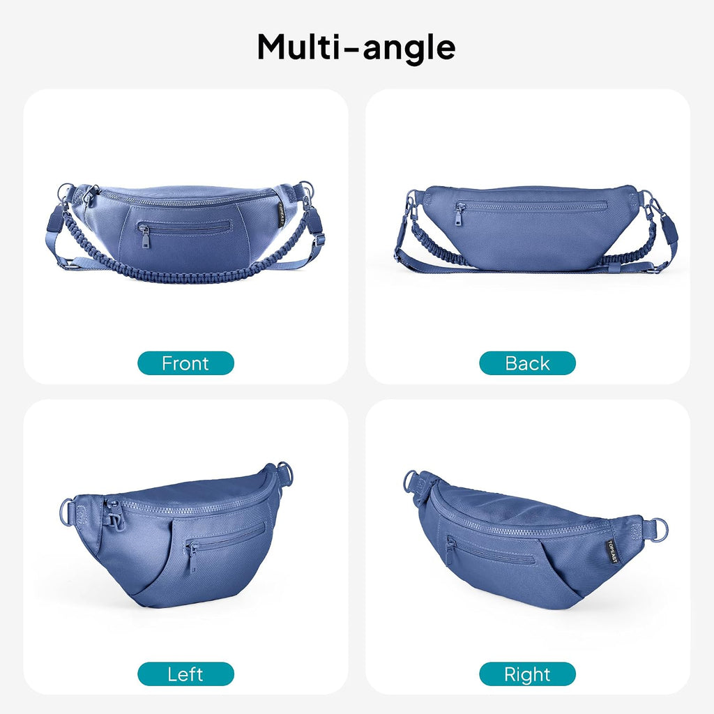 TOPEAST Fanny Pack for Women, Anti-Theft Travel Belt Bag Crossbody Sling Bag Purse with RFID Blocking, Small Fashion Bum Bag with Multiple Pockets for Hiking Walking Sport, Navy Blue