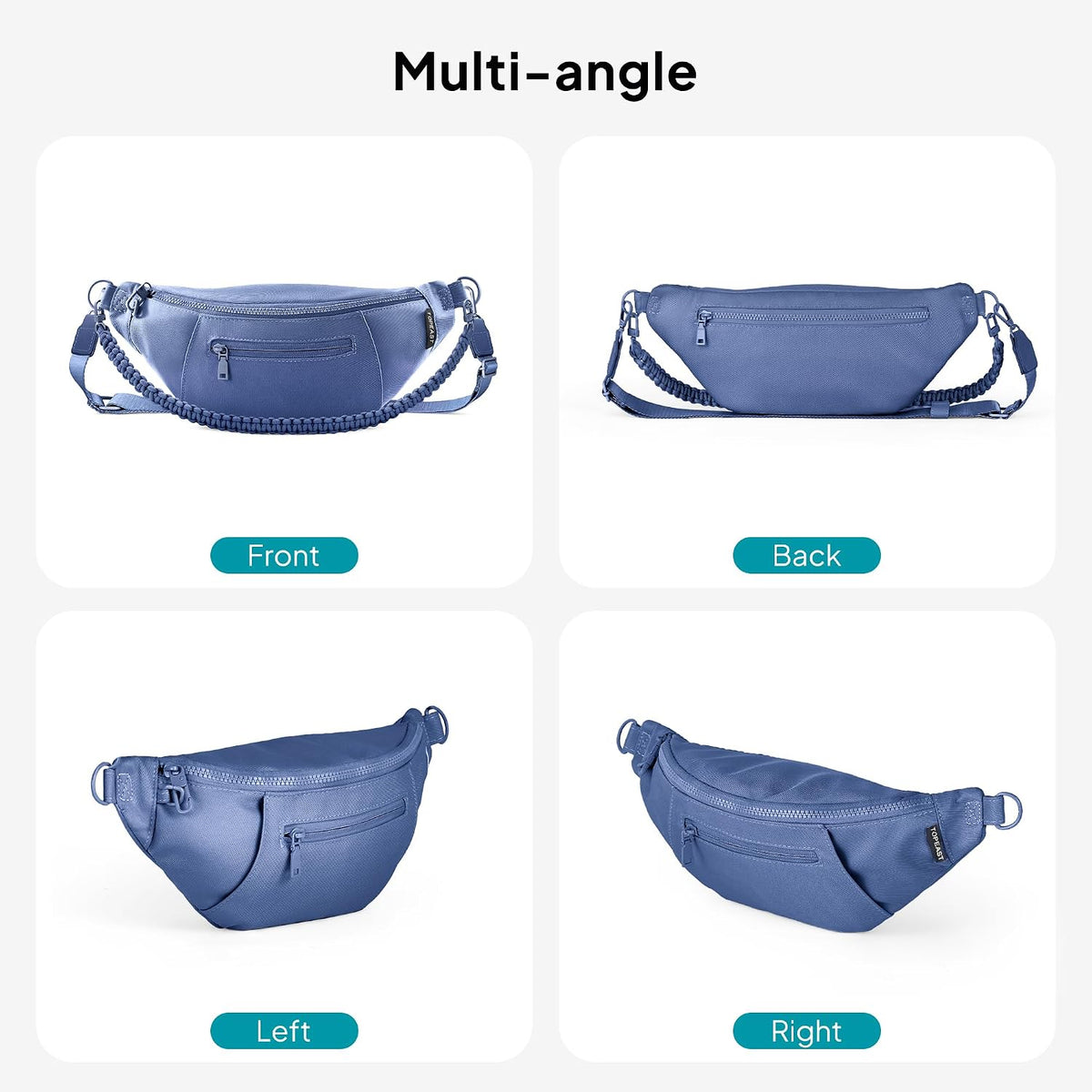 TOPEAST Fanny Pack for Women, Anti-Theft Travel Belt Bag Crossbody Sling Bag Purse with RFID Blocking, Small Fashion Bum Bag with Multiple Pockets for Hiking Walking Sport, Navy Blue