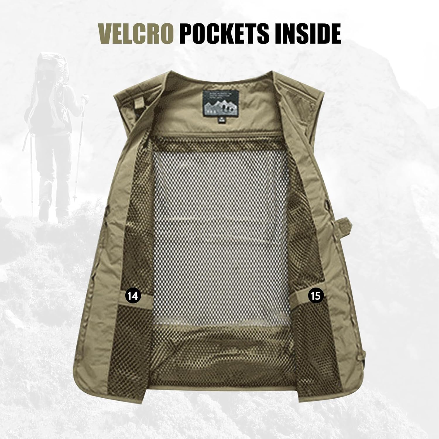 AOTORR Mens Outdoor Work Safari Cargo Photo Travel Fishing Vests for Men with Multi-pockets
