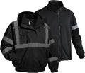 3 in 1 Safety jacket,Reflective high Visibility Hooded jacket,Hi Vis Bomber Jacket shell and fleece lining,Waterproof,ANSI Class 3 Black,Large