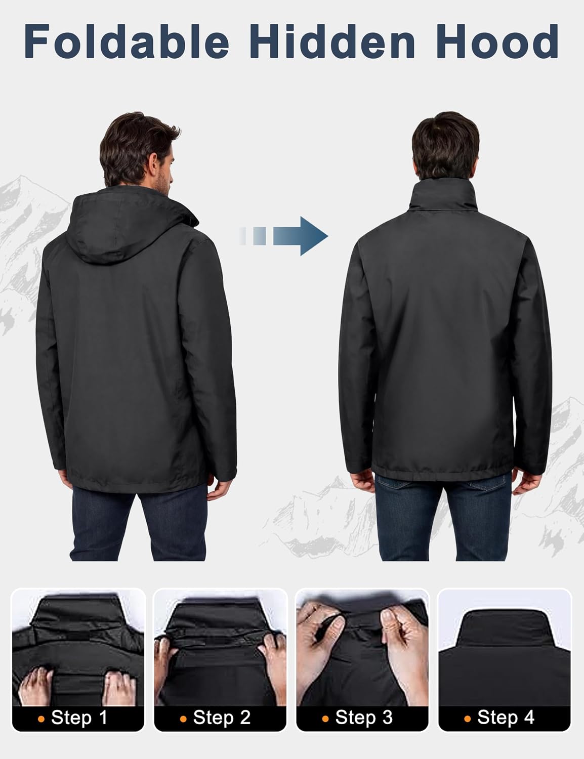 Little Donkey Andy Men's Waterproof Rain Jacket Outdoor Raincoat for Hiking