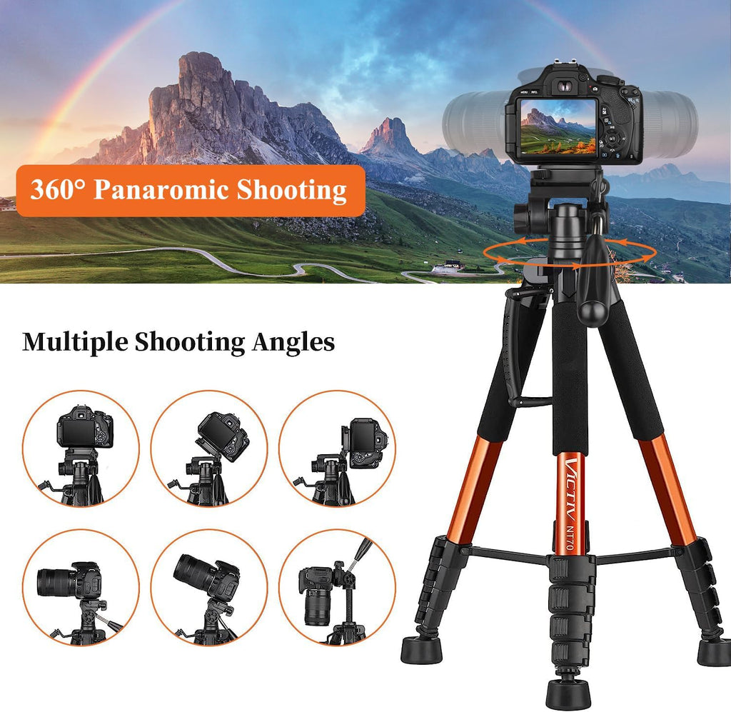 Victiv Tripod, 74” Camera Tripod for Cell Phone with Phone Holder, Orange