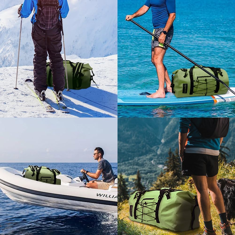 80L Dry Bag Large Waterproof Bag Roll-Top Heavy Duty Fishing Duffel Bag with Durable Straps & Handles for Kayaking Paddle boarding Boating Rafting Fishing Canoeing Camping