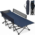 Goplus Foldable Kids Cot, Portable Sleeping Cot (Navy Blue)