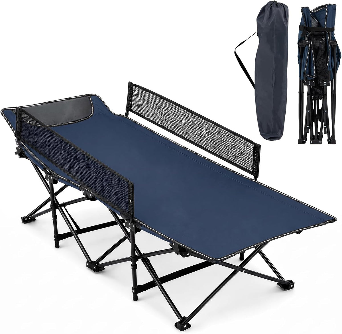Goplus Foldable Kids Cot, Portable Sleeping Cot (Navy Blue)