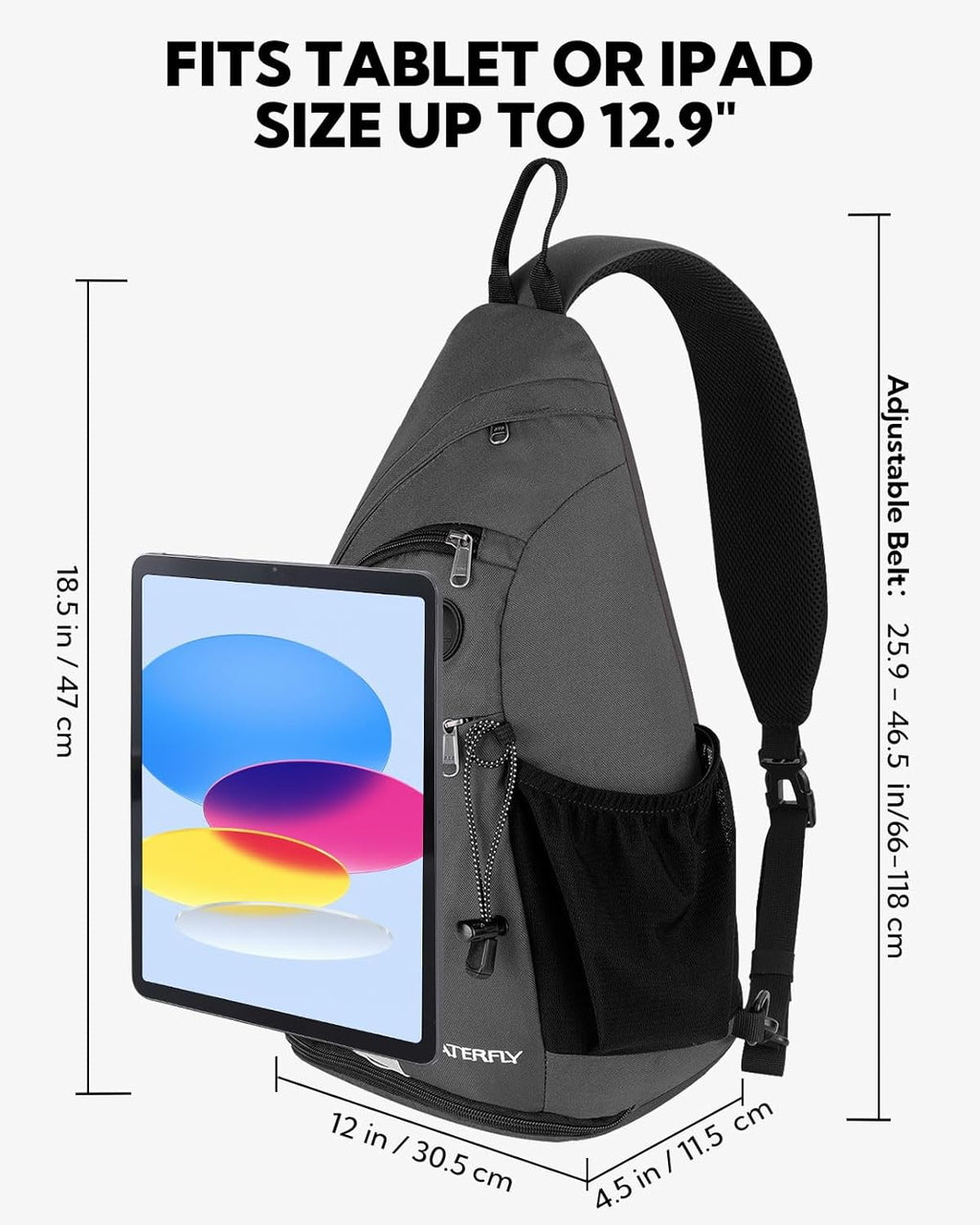 WATERFLY Large Sling Bag Crossbody Backpack Chest Pack for Men Women