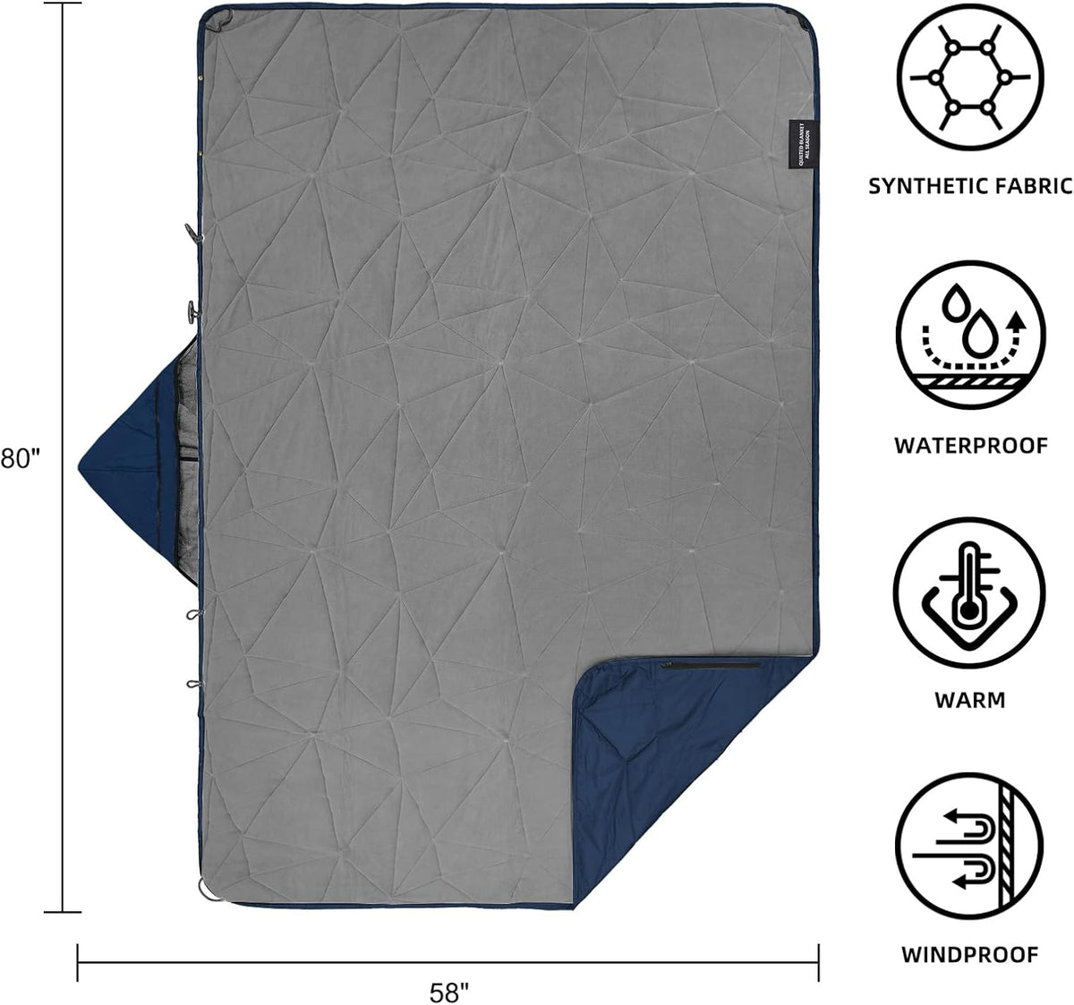 Large Waterproof Outdoor Blanket Thick Fleece 80" x 58"