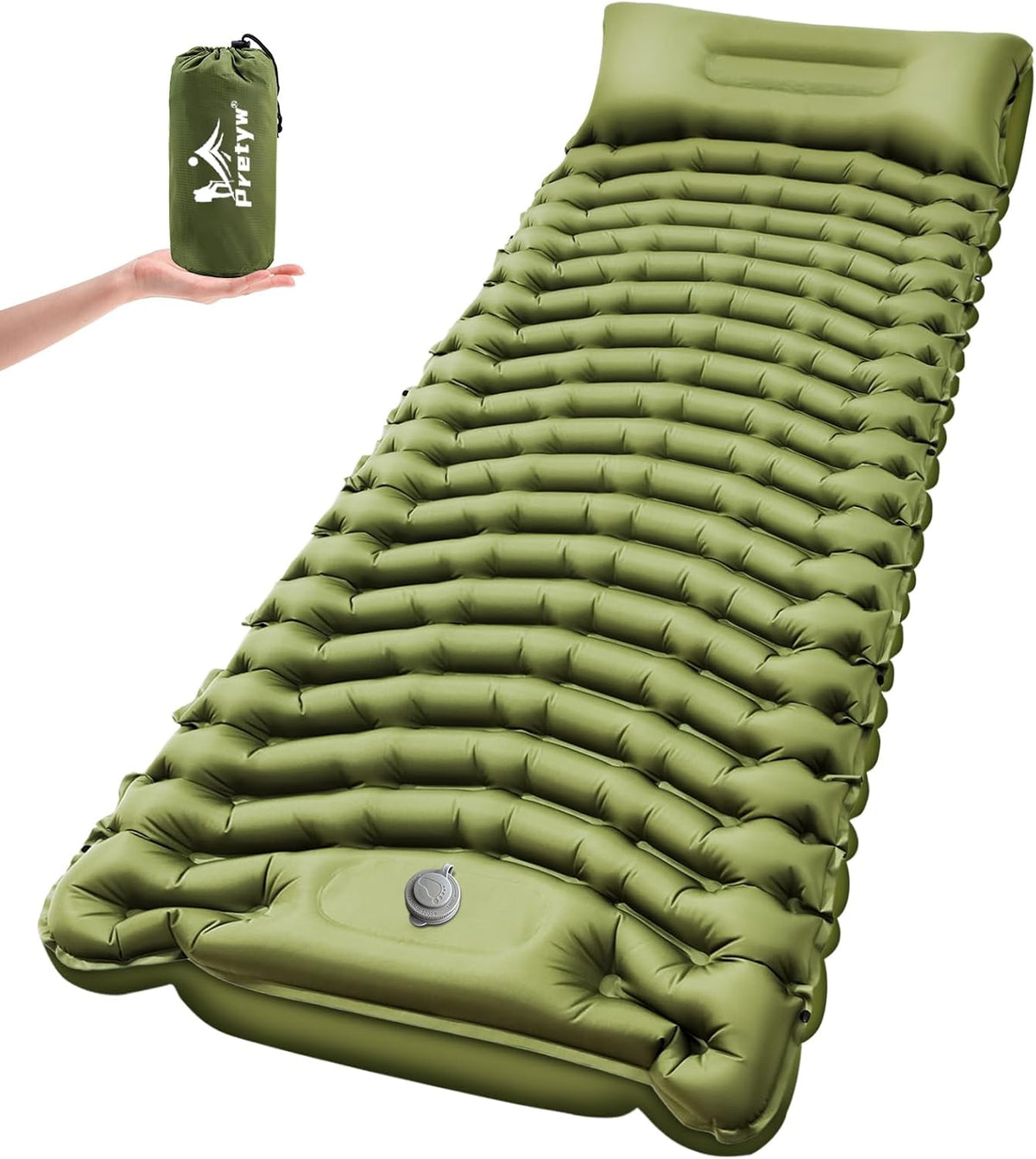 Ultralight Camping Sleeping Pad with Pillow & Built-in Foot Pump