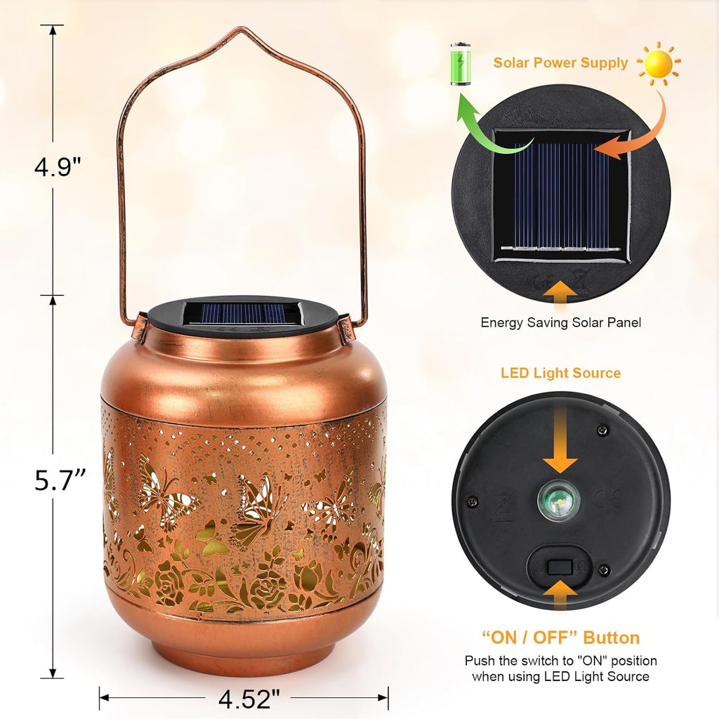 Mothers Day Gifts Butterfly Solar Lanterns Garden Decor Birthday Gifts for Women Mom Grandma Hanging Solar Lights Outdoor Waterproof Decoration for Outside LED Lanterns for Yard Patio Lawn