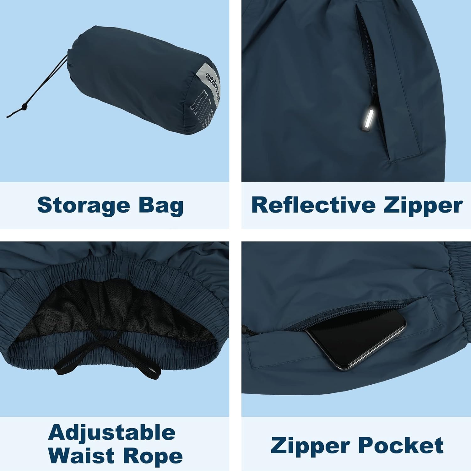 Outdoor Ventures Women's Rain Pants Packable Waterproof Hiking Pants