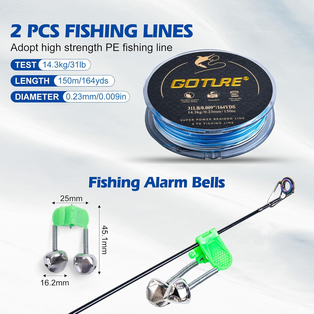 GOTURE Telescopic Fishing Rod and Reel Combos, Carbon Fiber Travel Fishing Pole, 9+1 BB Spinning Reel, Saltwater Freshwater Fishing Gear Kit with Braided Line, Lures, Carrier Bag for Bass Trout