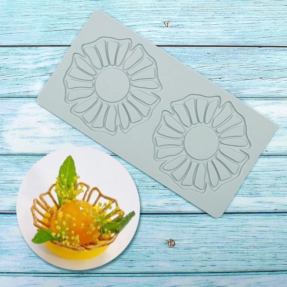 Hollow Leaf Silicone Molds Lover Heart Chocolate Molds Geometry 3D Silicone Mould Chocolate Candy Leaf Mold Sugar Craft Cake Decoration Cupcake Top (P_Flower_10*5.24 * 0.12inch)
