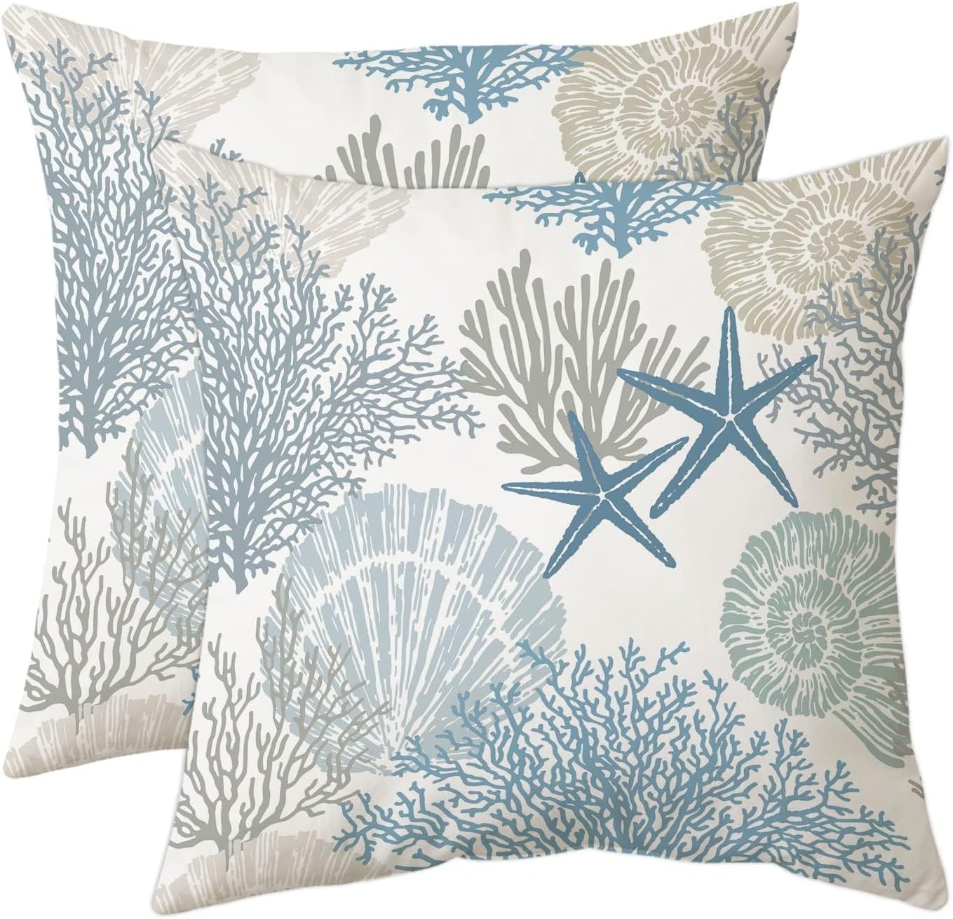 Tritard Coastal Pillow Covers Set of 2, 18x18, Blue