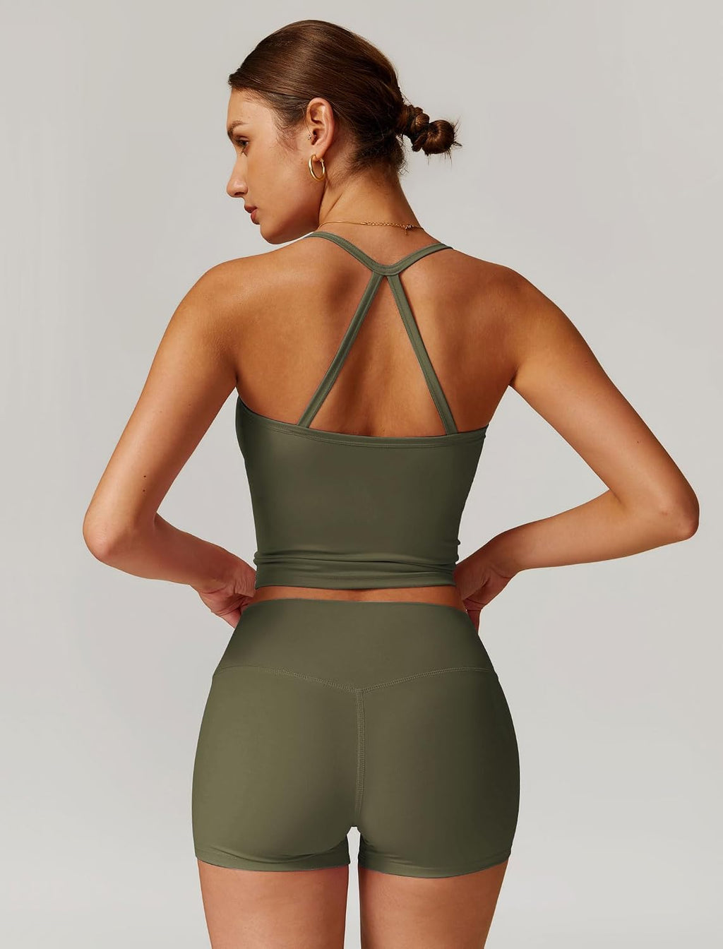 ABOCIW 2 Pieces Workout Sets for Women, Cross Back Tank Top Matching High Waist Biker Shorts, Gym Yoga Pilates Outfits