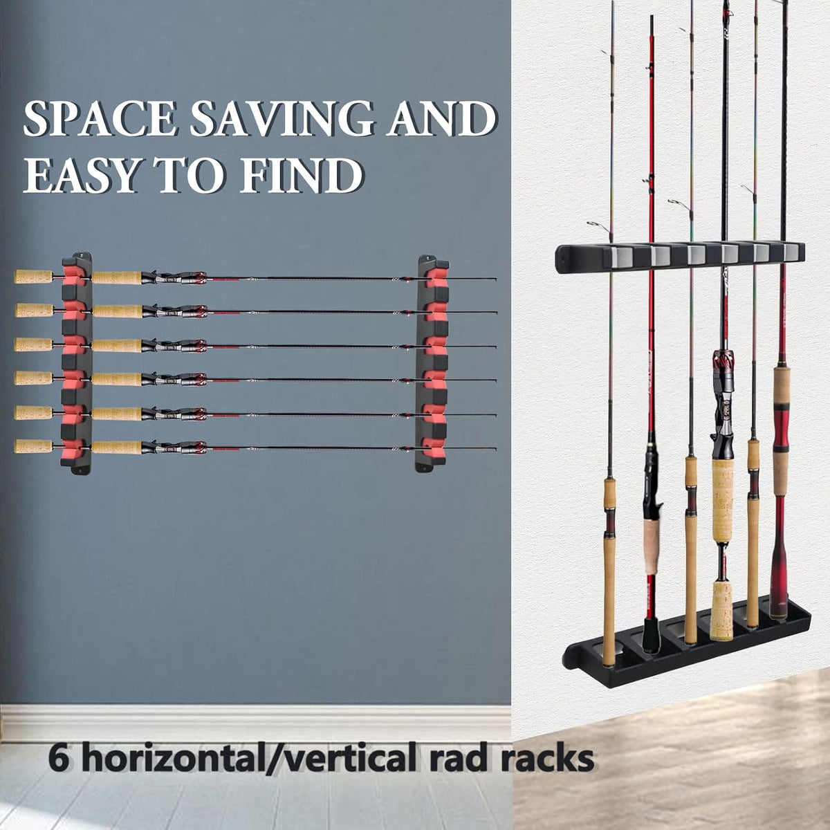 Vertical Fishing Rod Holders Wall Mount,Pole Racks for Garage