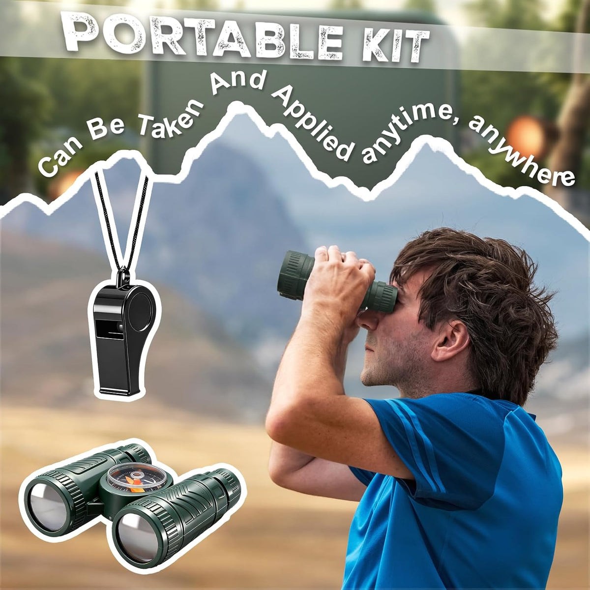 30 Set Mini Binoculars Magnifying Glass Whistle Kit for Bird Watching Outdoor Camping Hiking Exploring Wilderness Adventure