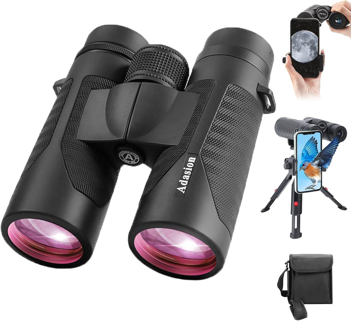 8x42 Binoculars for Adults High Powered with Phone Adapter & Tripod