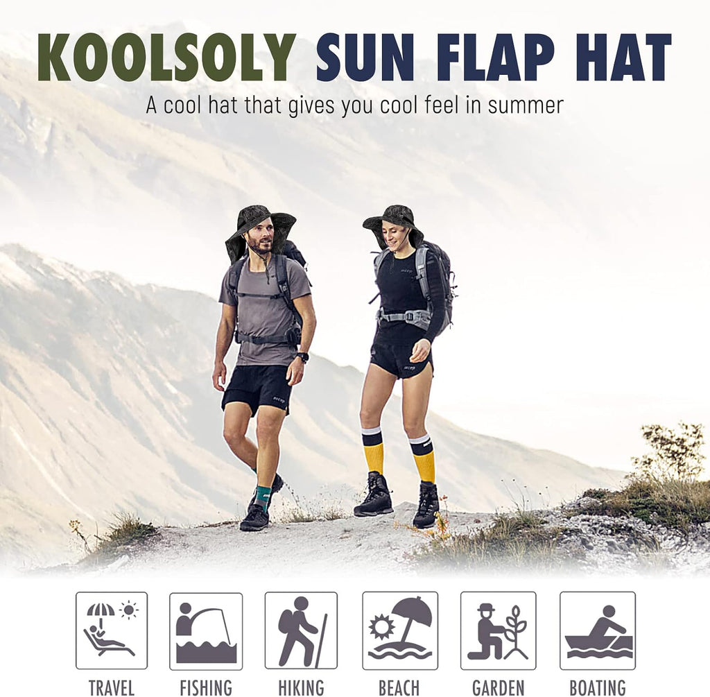 Outdoor Sun Hat for Men with 50+ UPF Protection Safari Cap Wide Brim Fishing Hat with Neck Flap, for Dad…