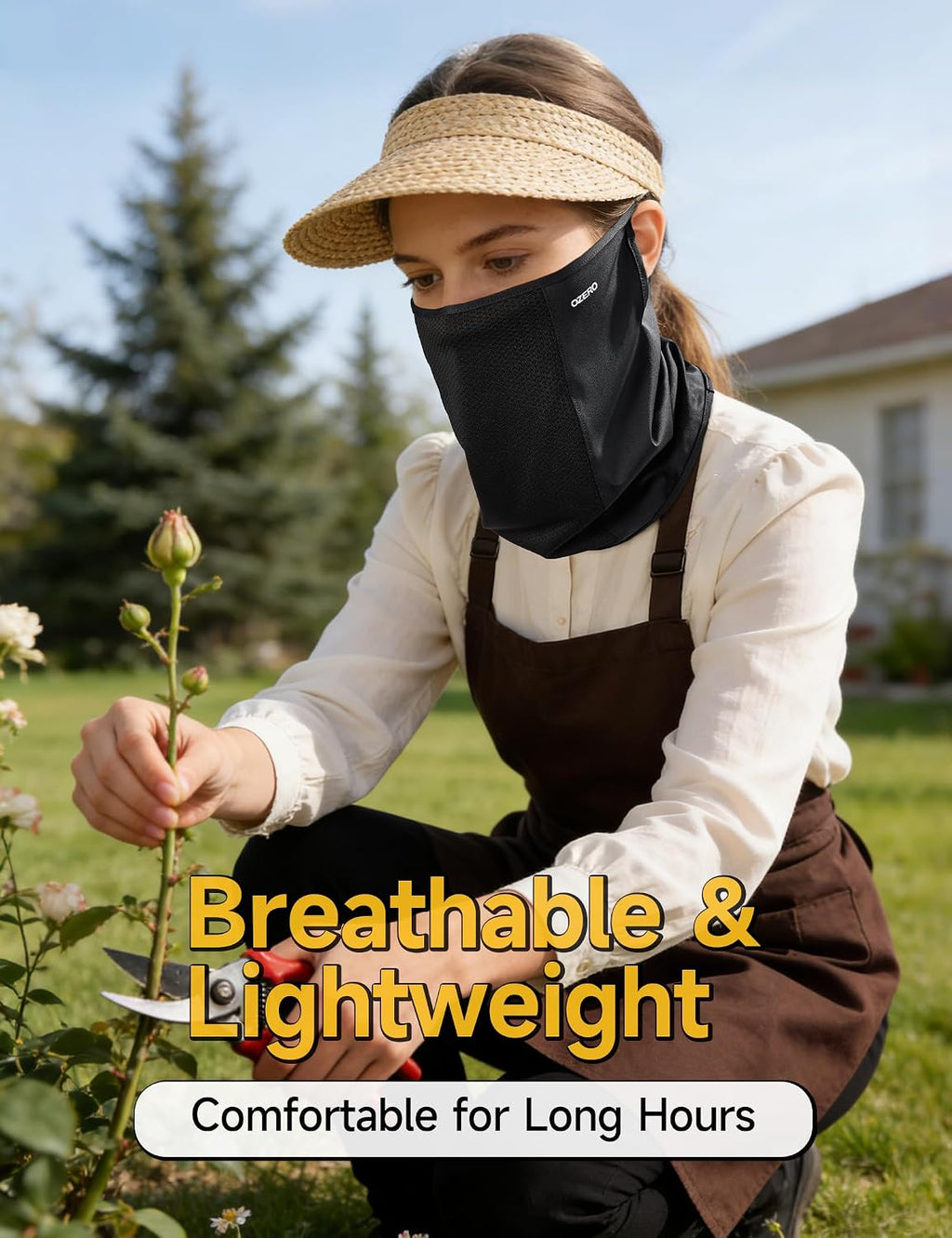 OZERO Cooling Neck Gaiter Face Mask With Ear Loops, UPF 50+ UV Protection